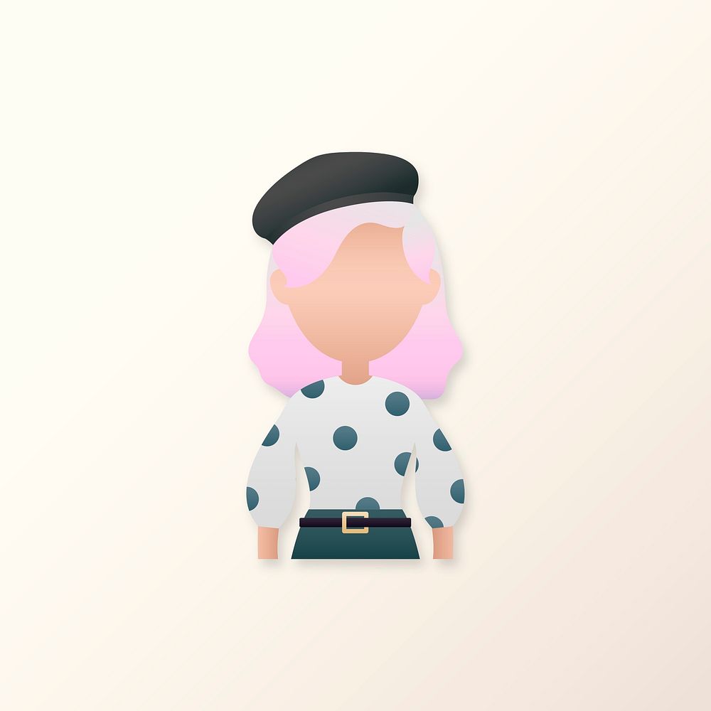Woman in polka dot dress avatar vector