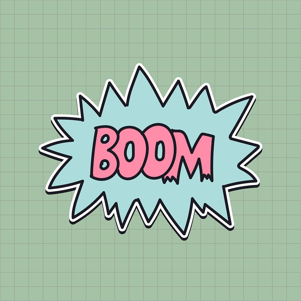 Boom word in an exploding bubble sticker vector