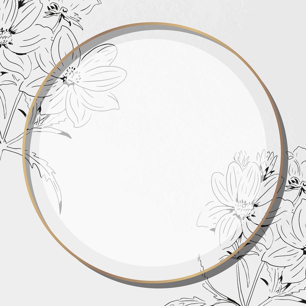 Round golden tropical frame social ads template vector