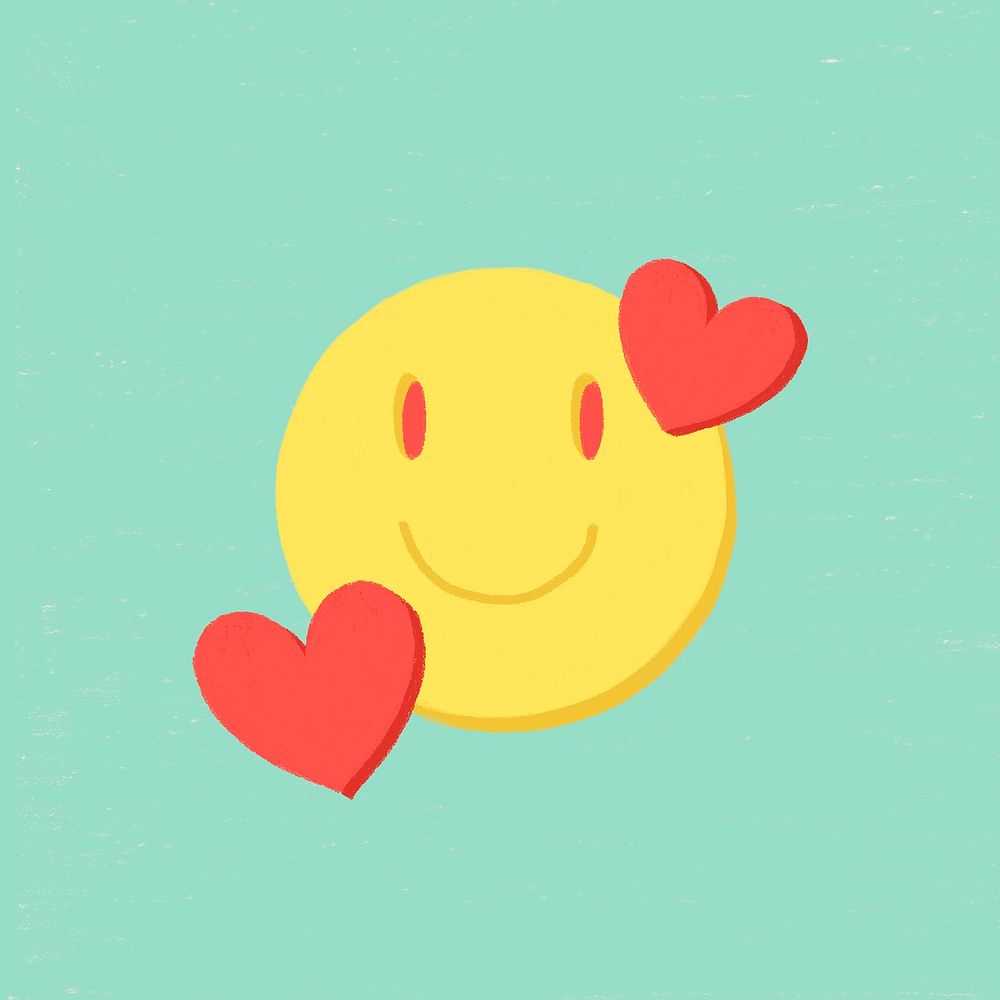 Smiling face emoji with hearts illustration
