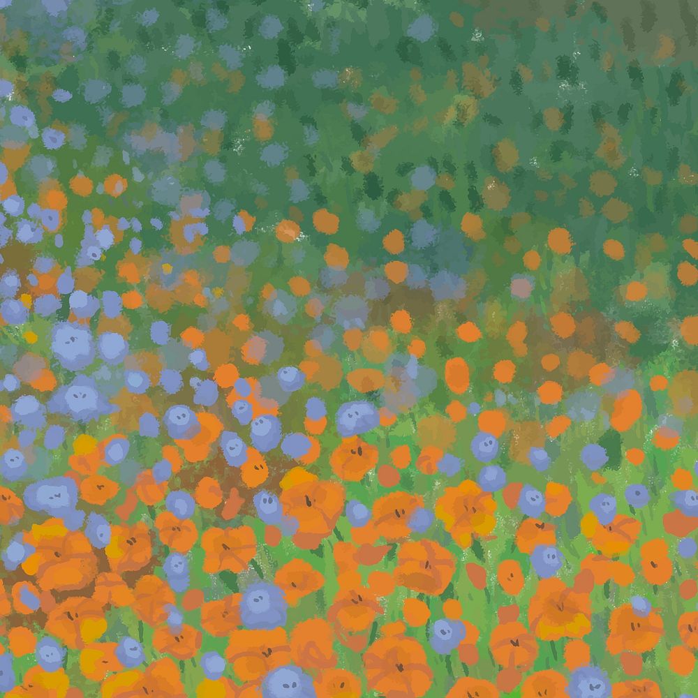 Blooming poppy field background template vector