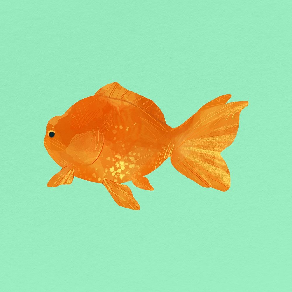 Goldfish drawing on pastel green background