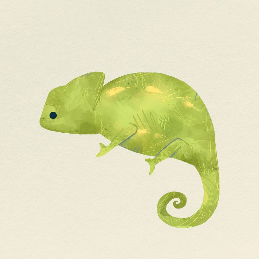 Green Chameleon on a beige background vector