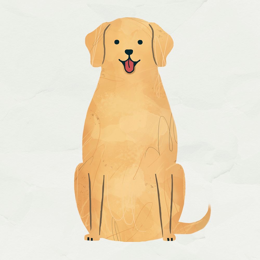 Labrador Retriever dog drawing on pastel yellow background