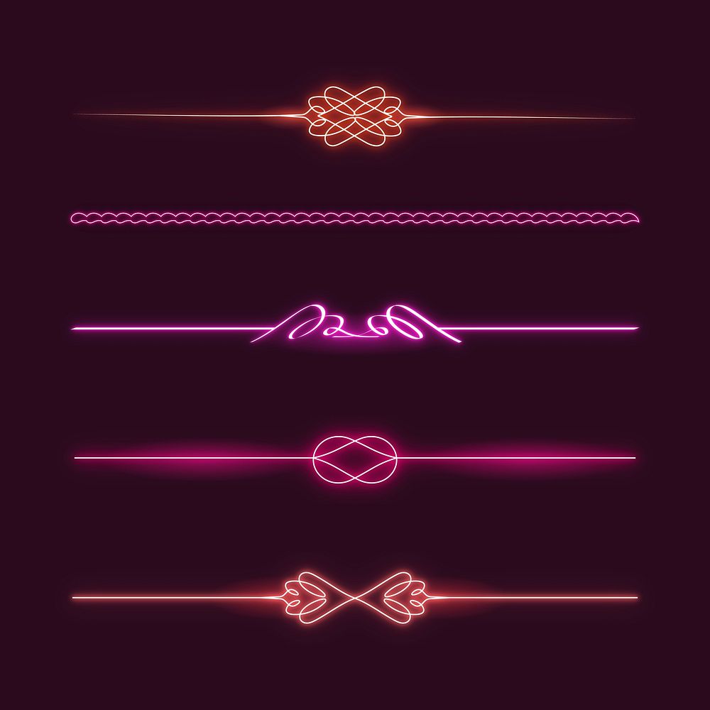 Vintage neon divider element collection vector