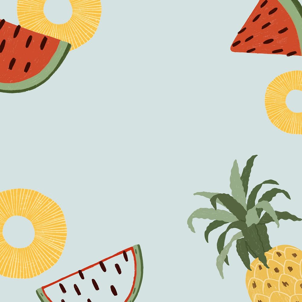 Hand drawn watermelon and pineapple wallpaper vector