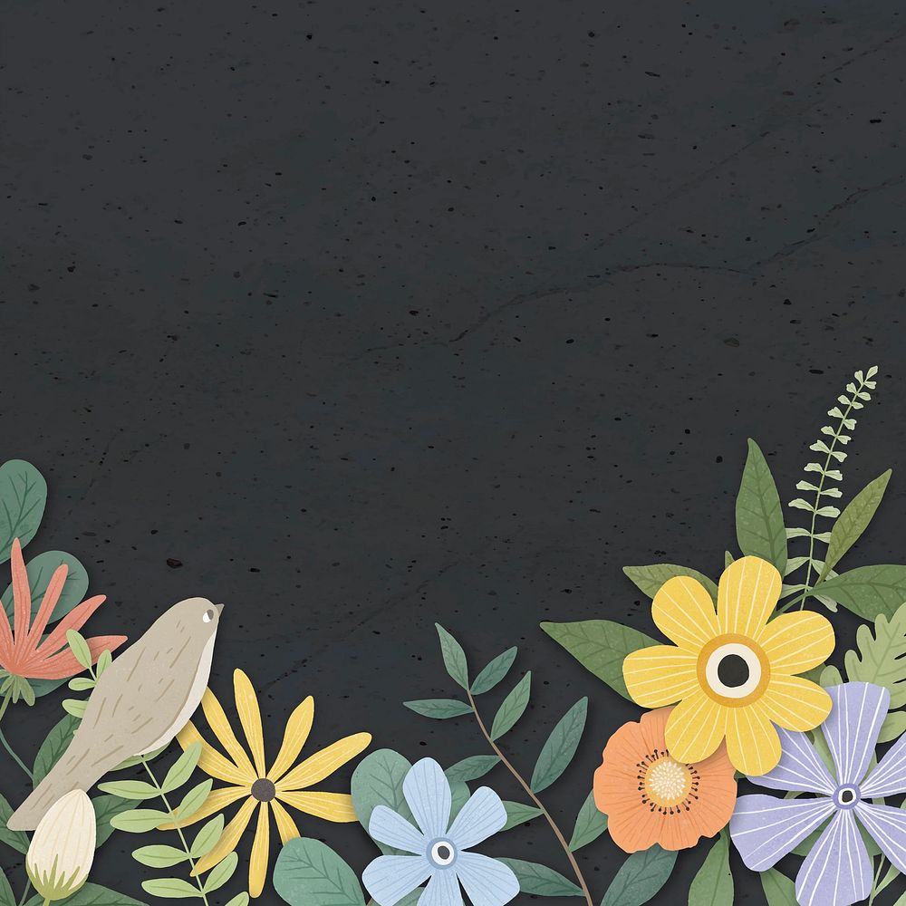 Flower border on a black background vector