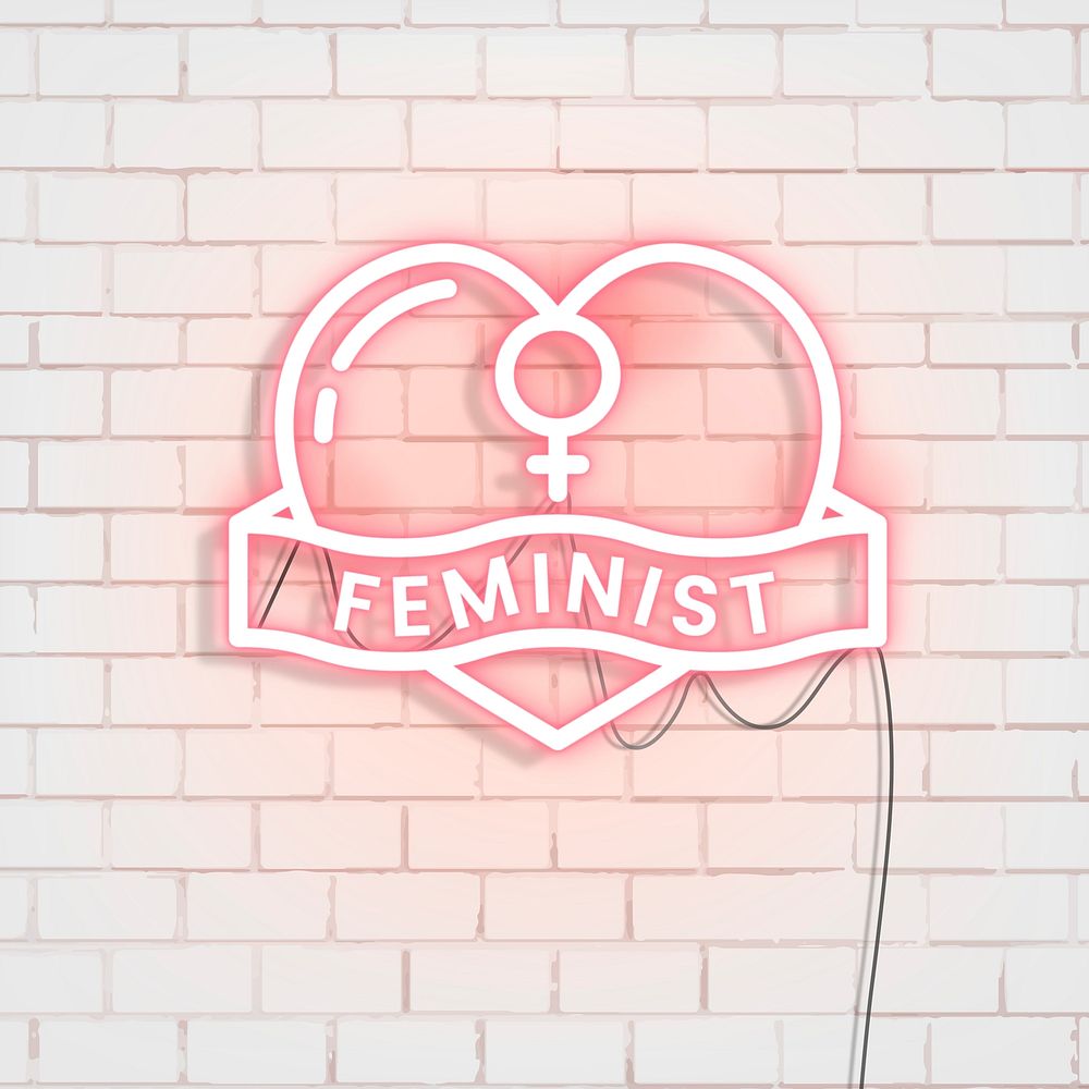 Neon feminist sign design resource vector