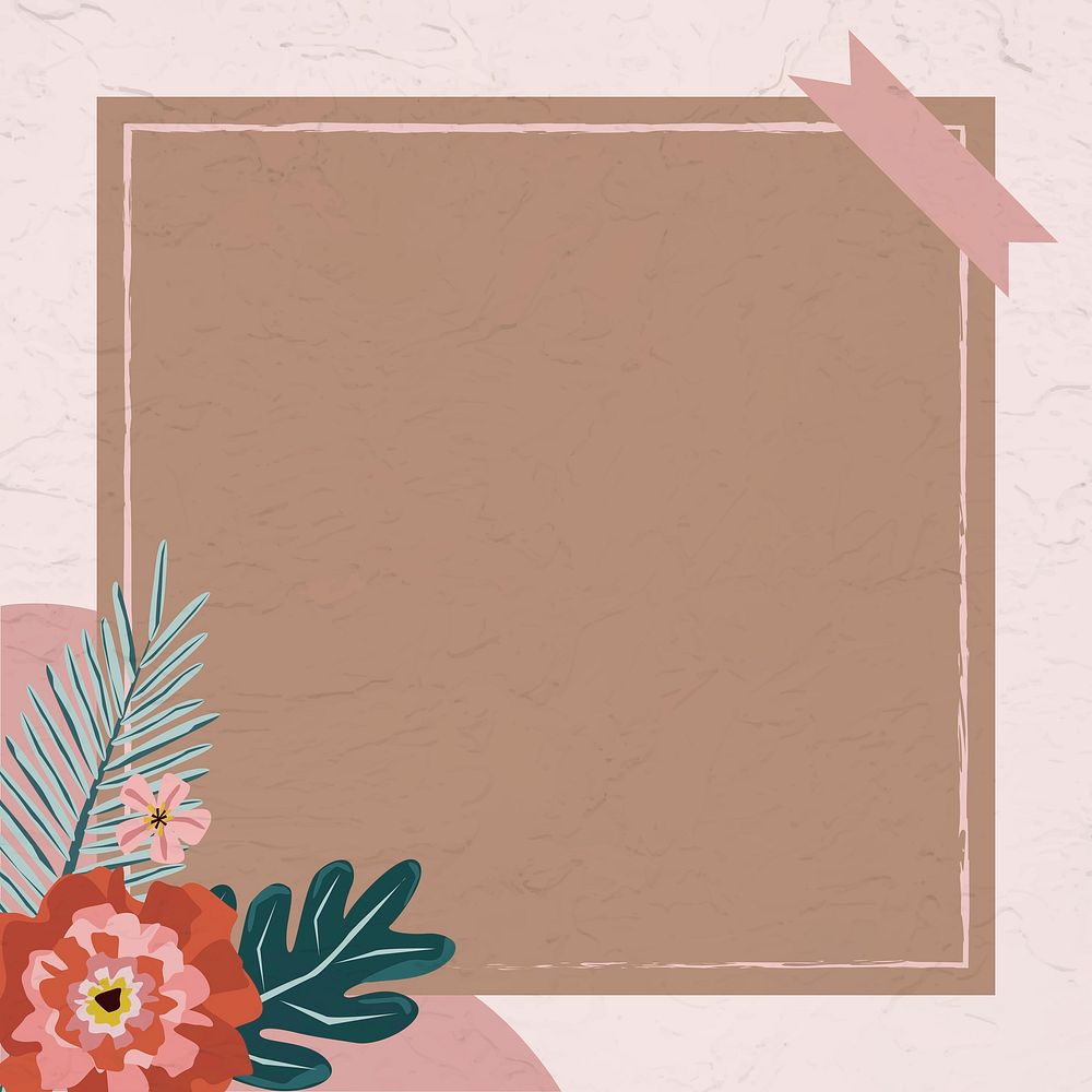 Floral frame with washi tape vector