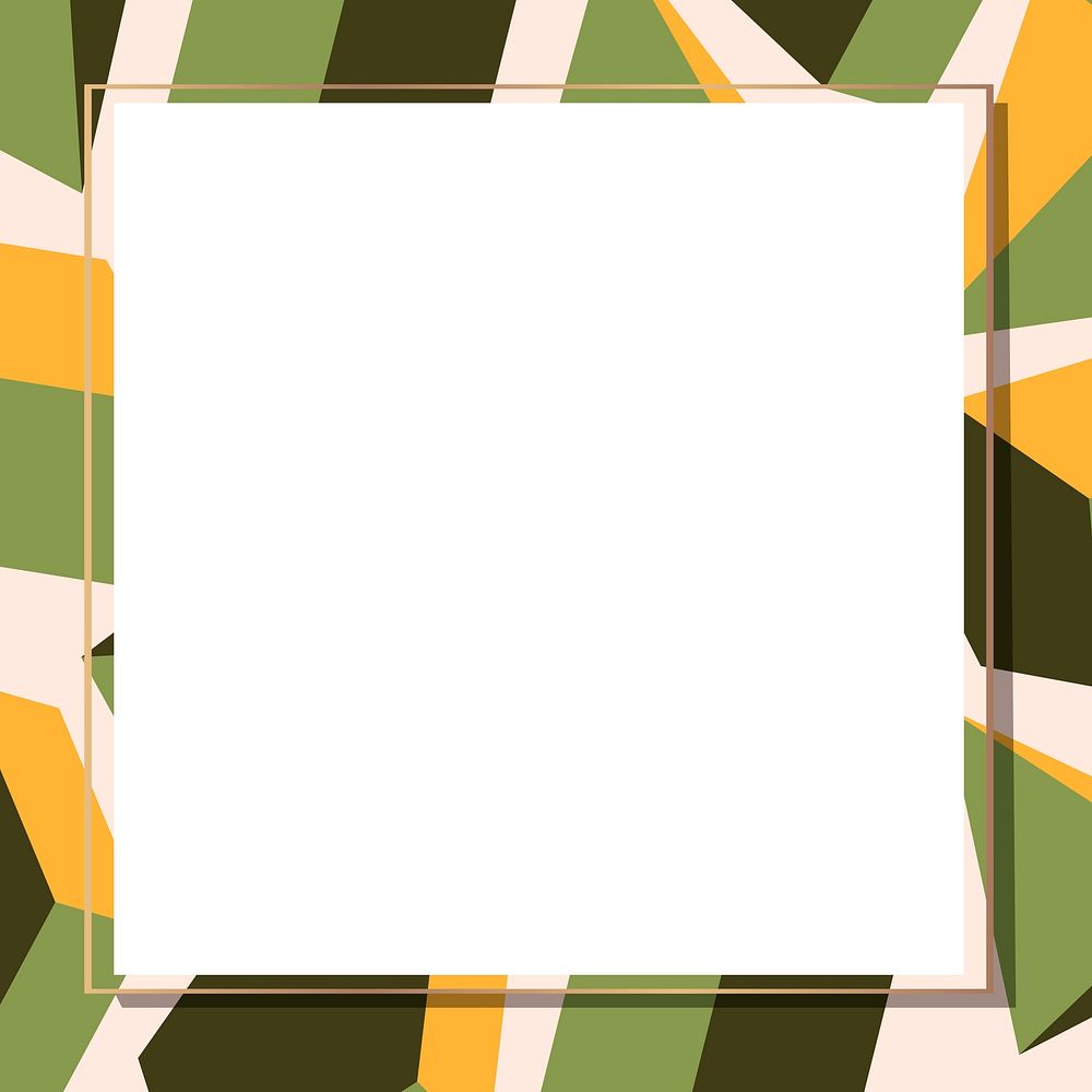 Retro green geometrical patterned frame vector