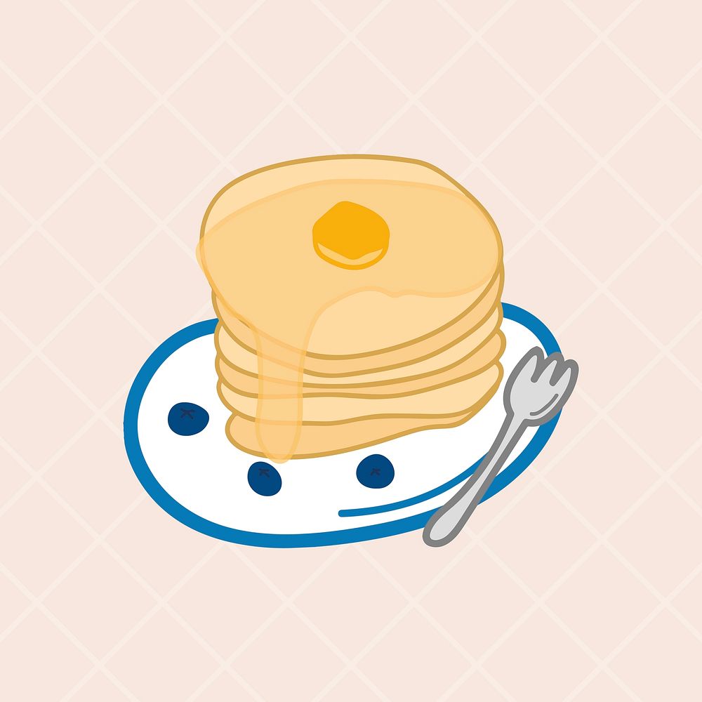 Cute stack of pancakes doodle sticker vector