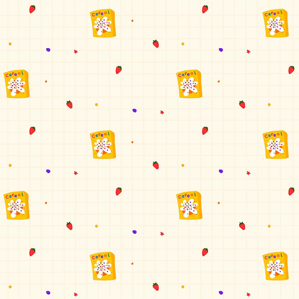 Vector cereal strawberry seamless pattern background