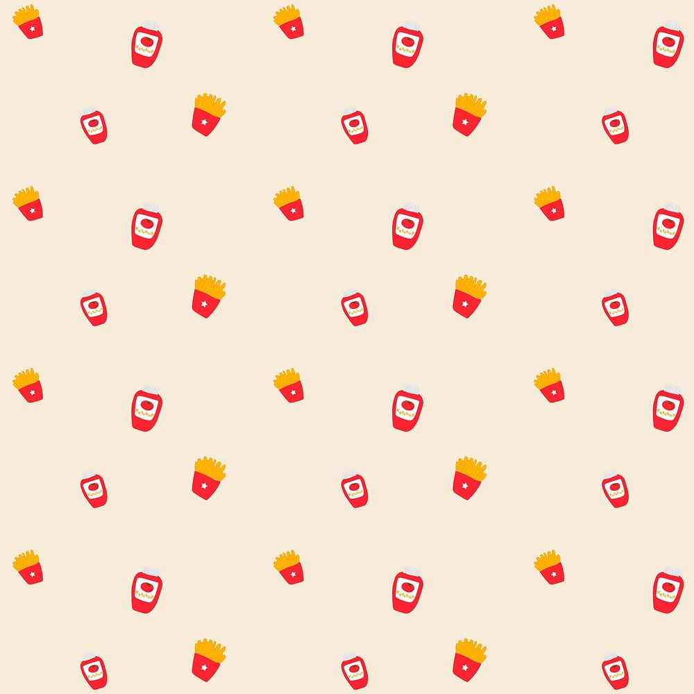 Vector French fries ketchup seamless pattern background