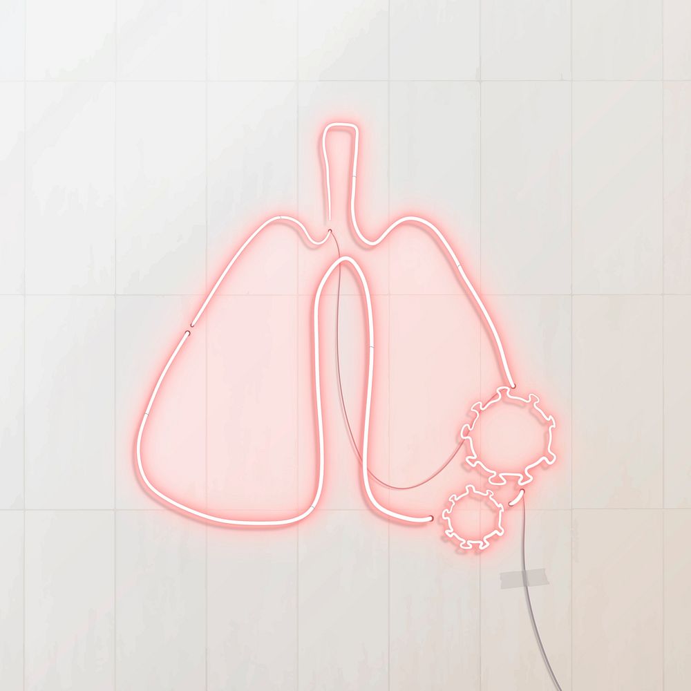 Coronavirus inside the lungs neon icon vector