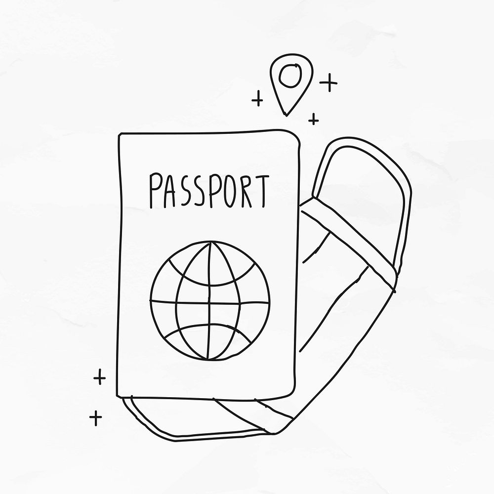 New normal travel essentials vector doodle illustration