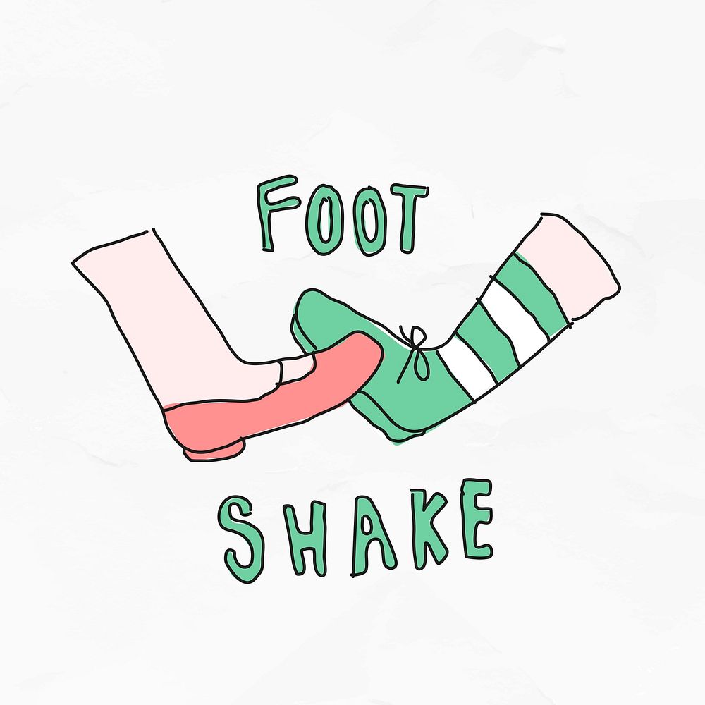 Foot shake vector social distancing in new normal lifestyle doodle drawing