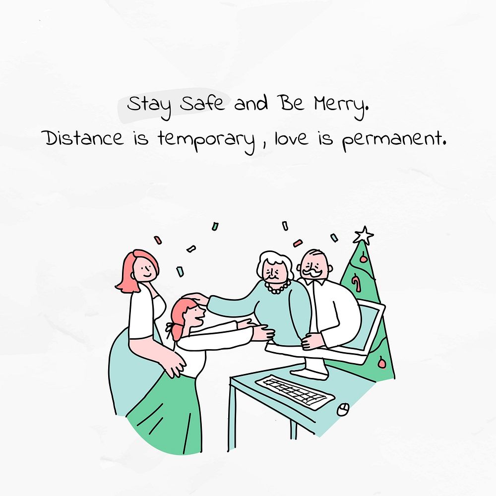 Stay safe and be merry psd Christmas greeting poster