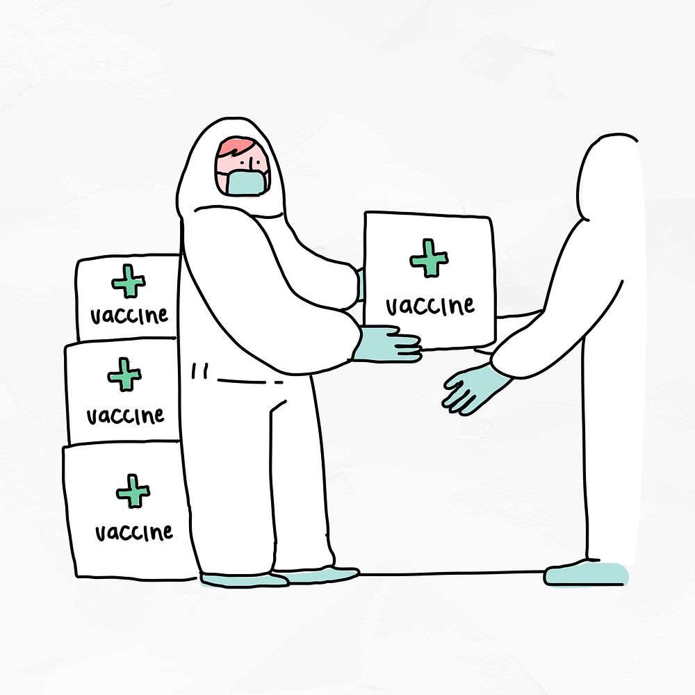 Vaccine distributor vector clinical trial doodle illustration