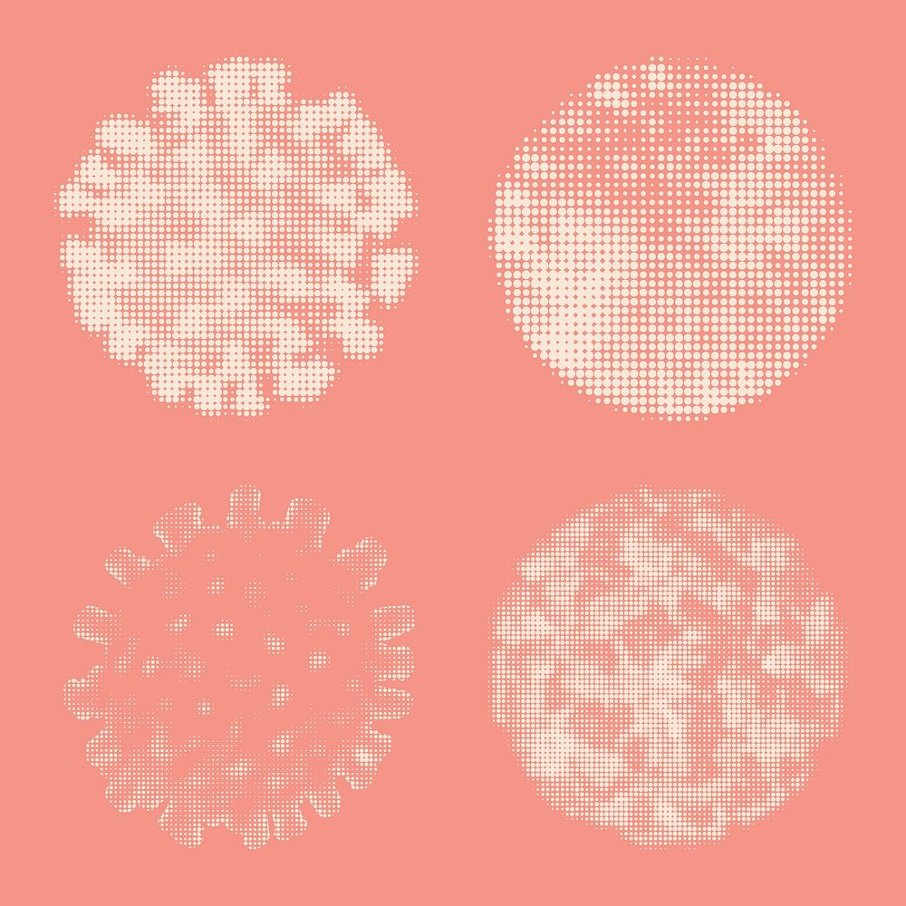 White halftone coronavirus collection on pink background illustration vector