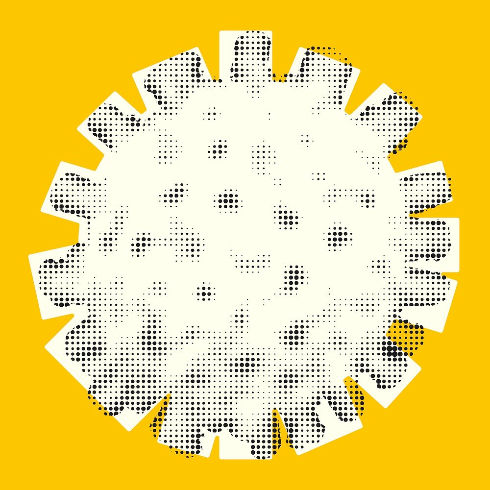 White halftone coronavirus on yellow background illustration vector