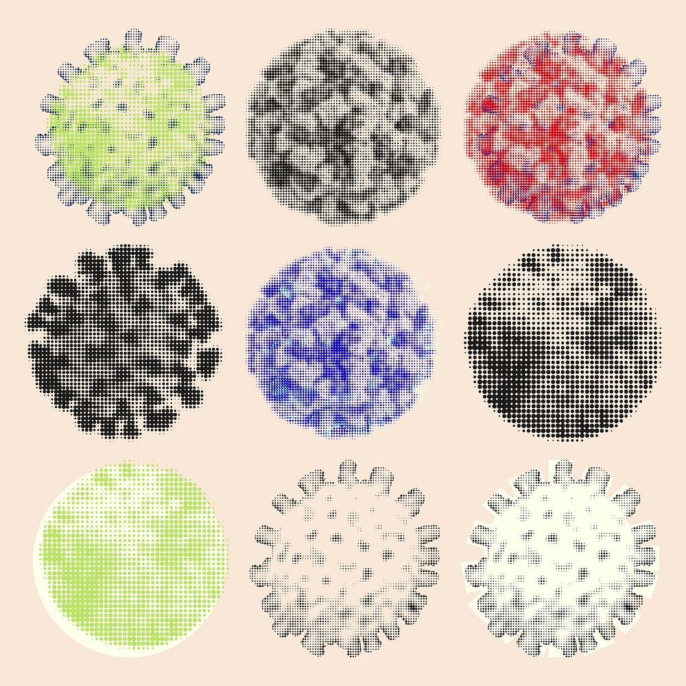 Halftone coronavirus set illustration vector
