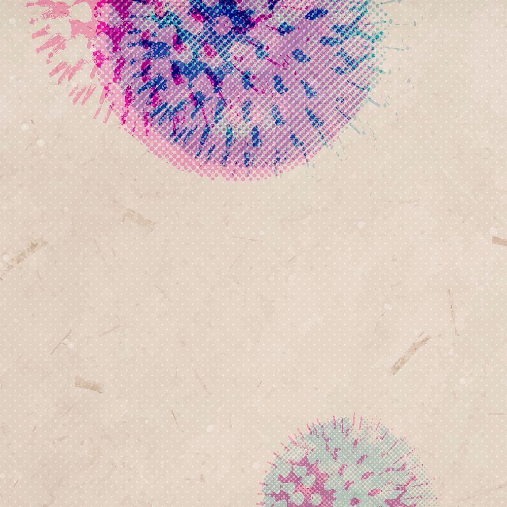 Halftone coronavirus cells on a beige background