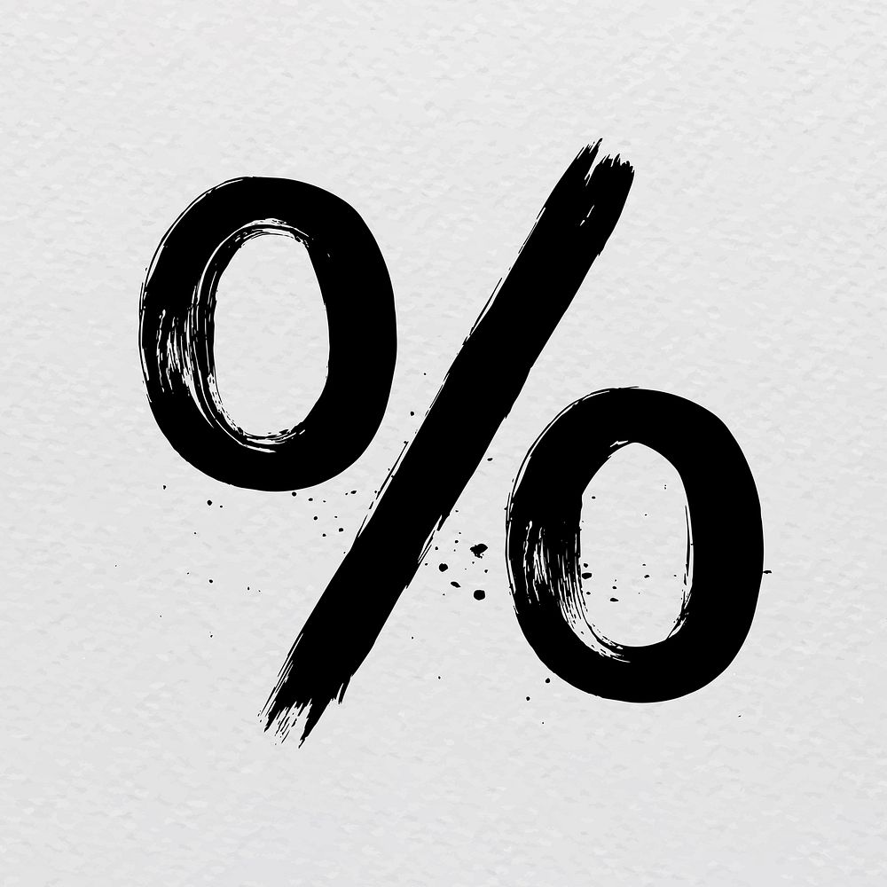 Percentage sign brush stroke style typography vector