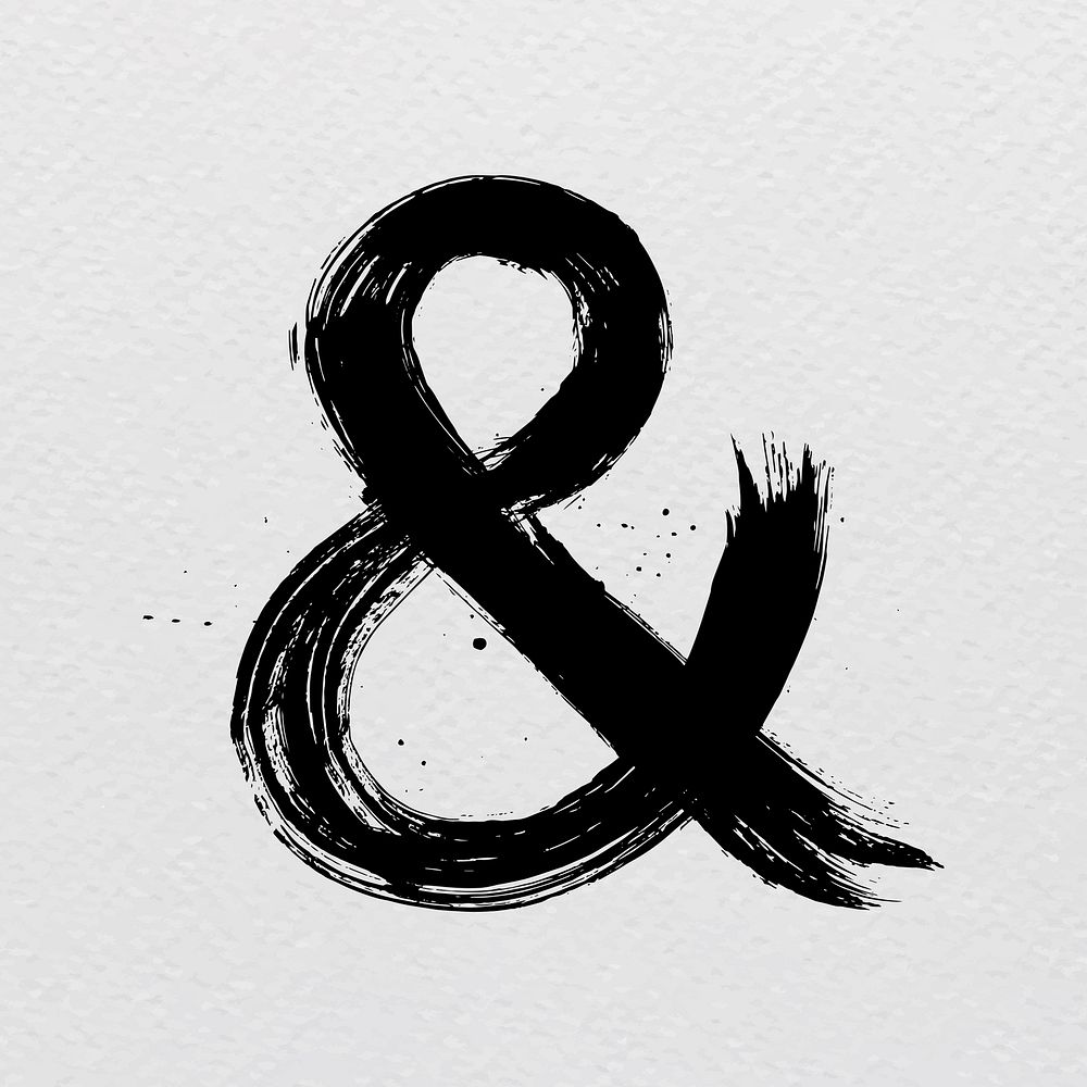 Ampersand symbol grunge hand drawn font style vector