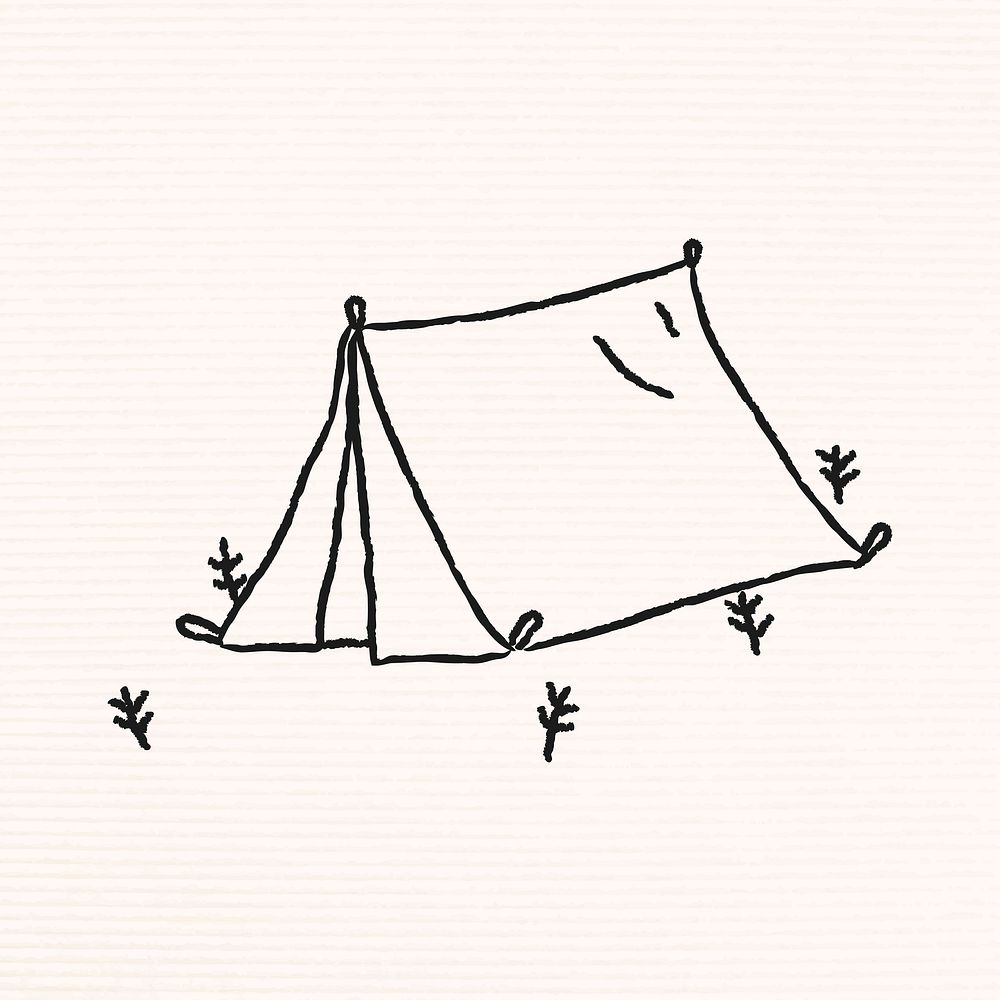 Doodle tent on a campsite vector