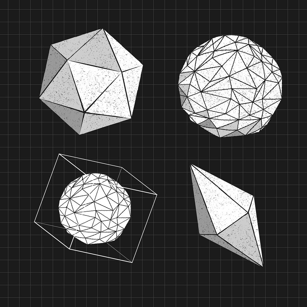 3D geometric shape set vector