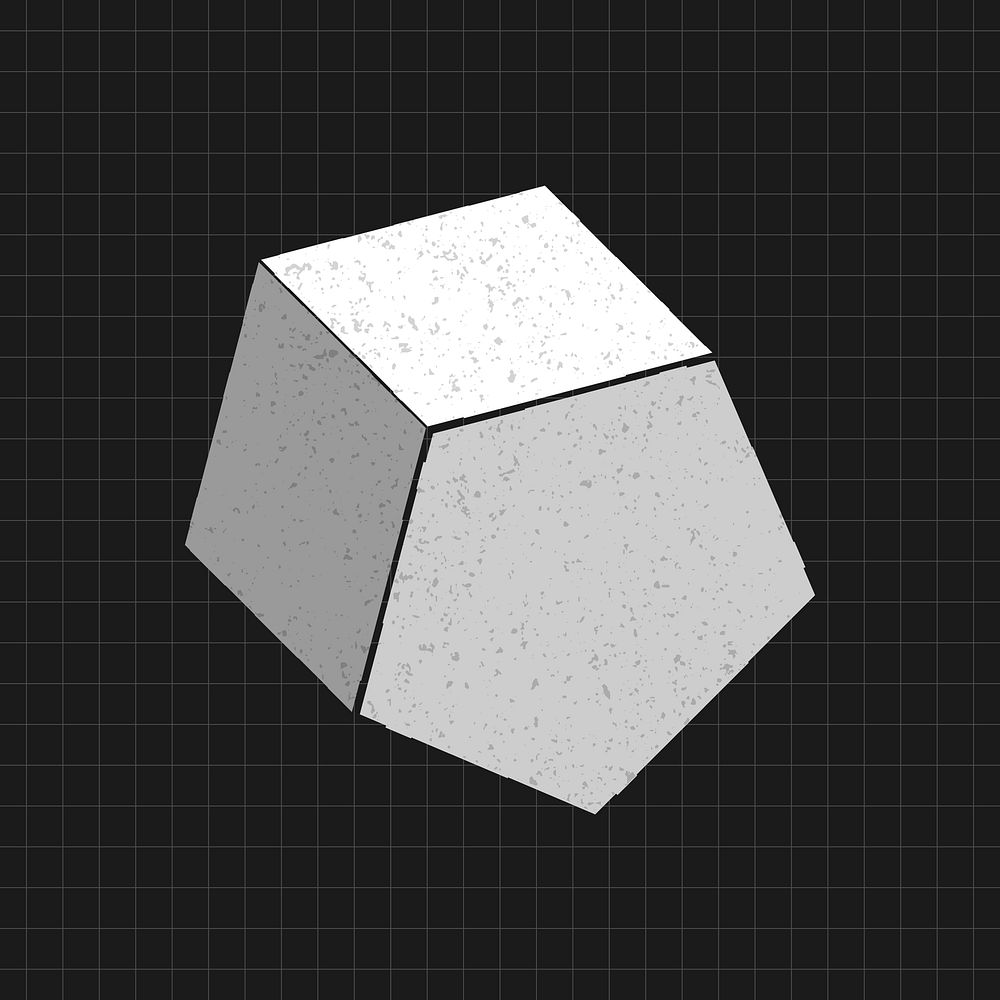 Gray 3D pentagonal prism on a black background vector 