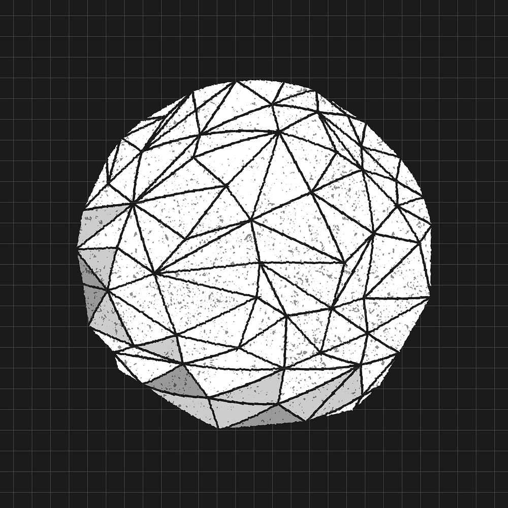 Distorted 3D icosahedron on a black background vector 