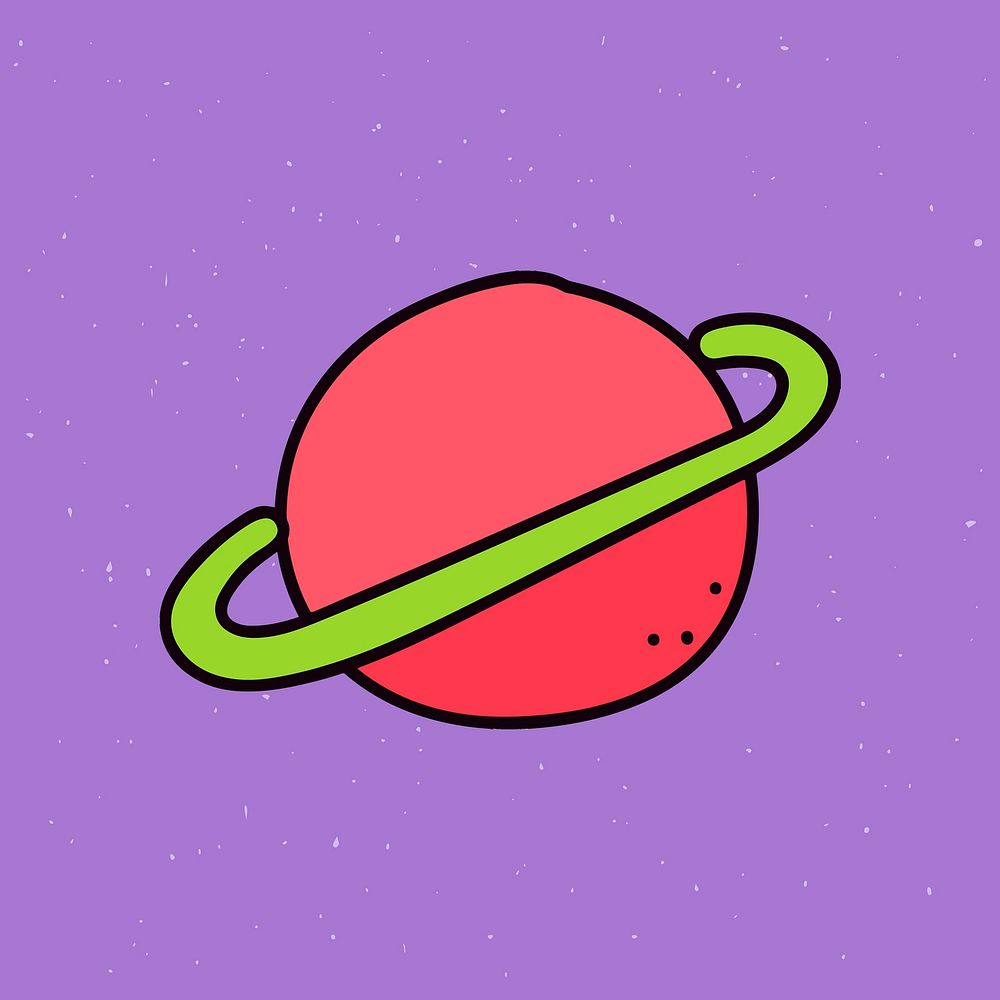Red saturn illustrated on a purple background vector