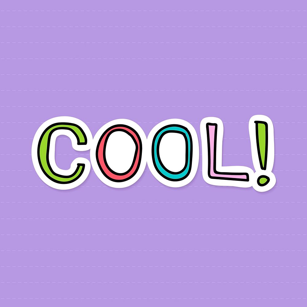 Doodle colorful cool word sticker vector