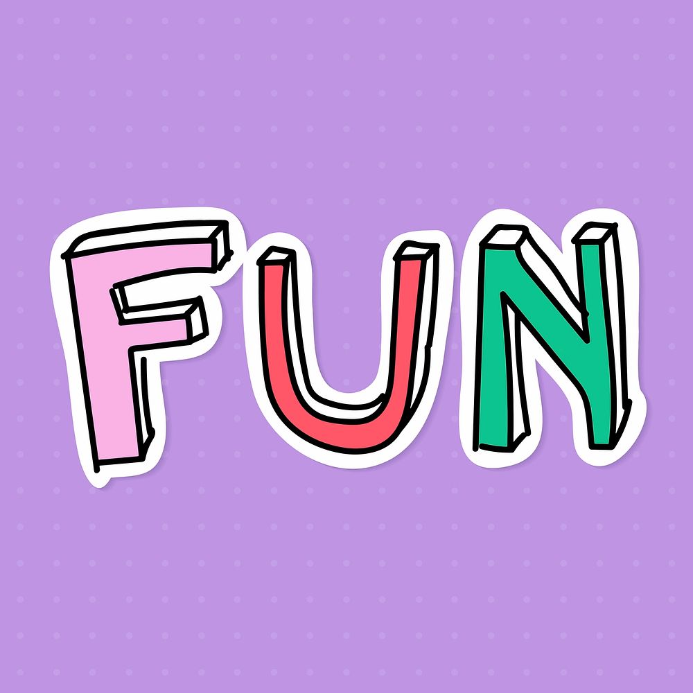Doodle Fun word sticker with a white border vector