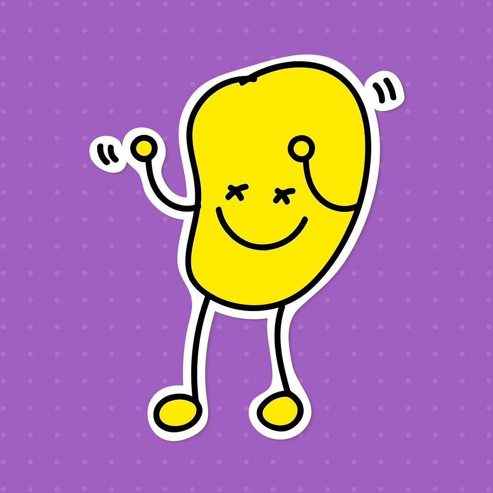 Cute dancing potato chip character sticker vector