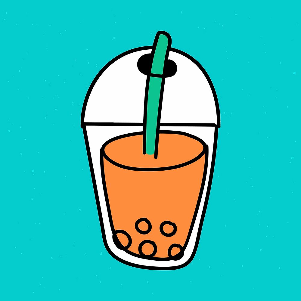 Bubble tea sticker illustrated on a blue background vector