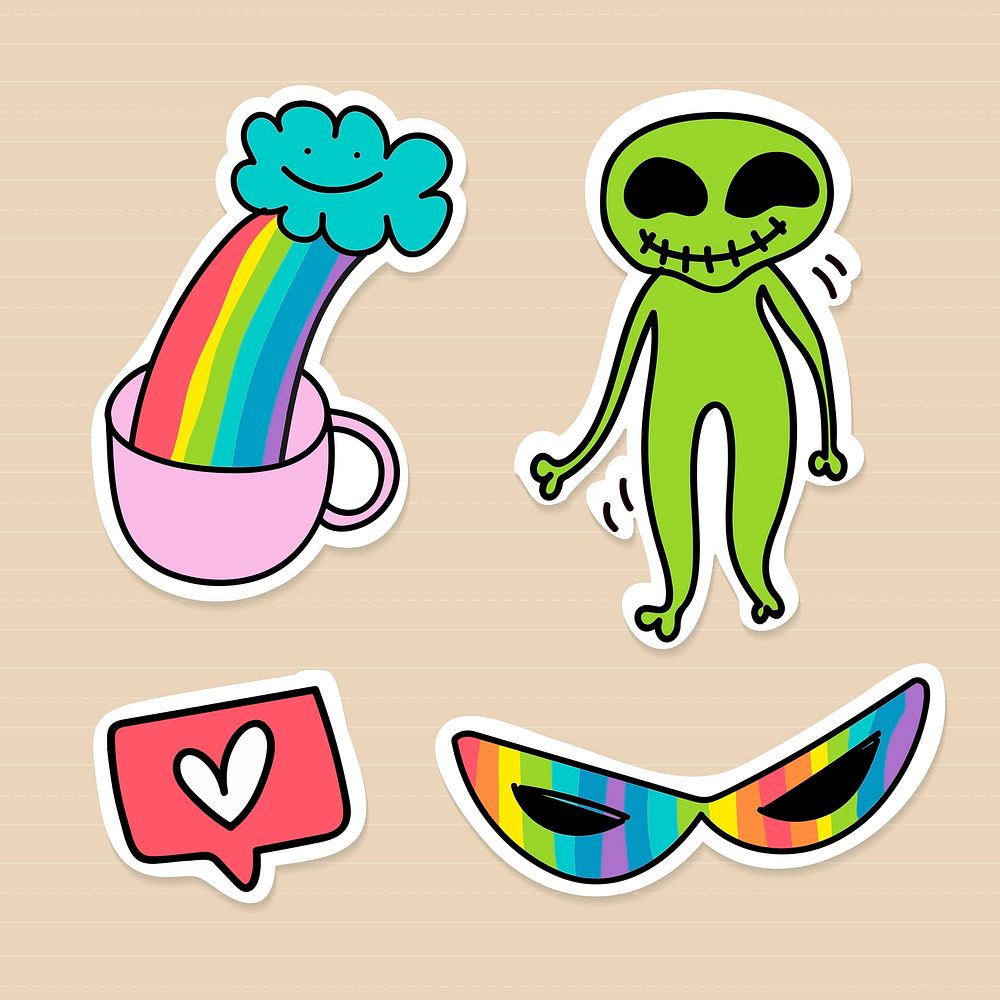 Creative and cool pop art stickers set vector