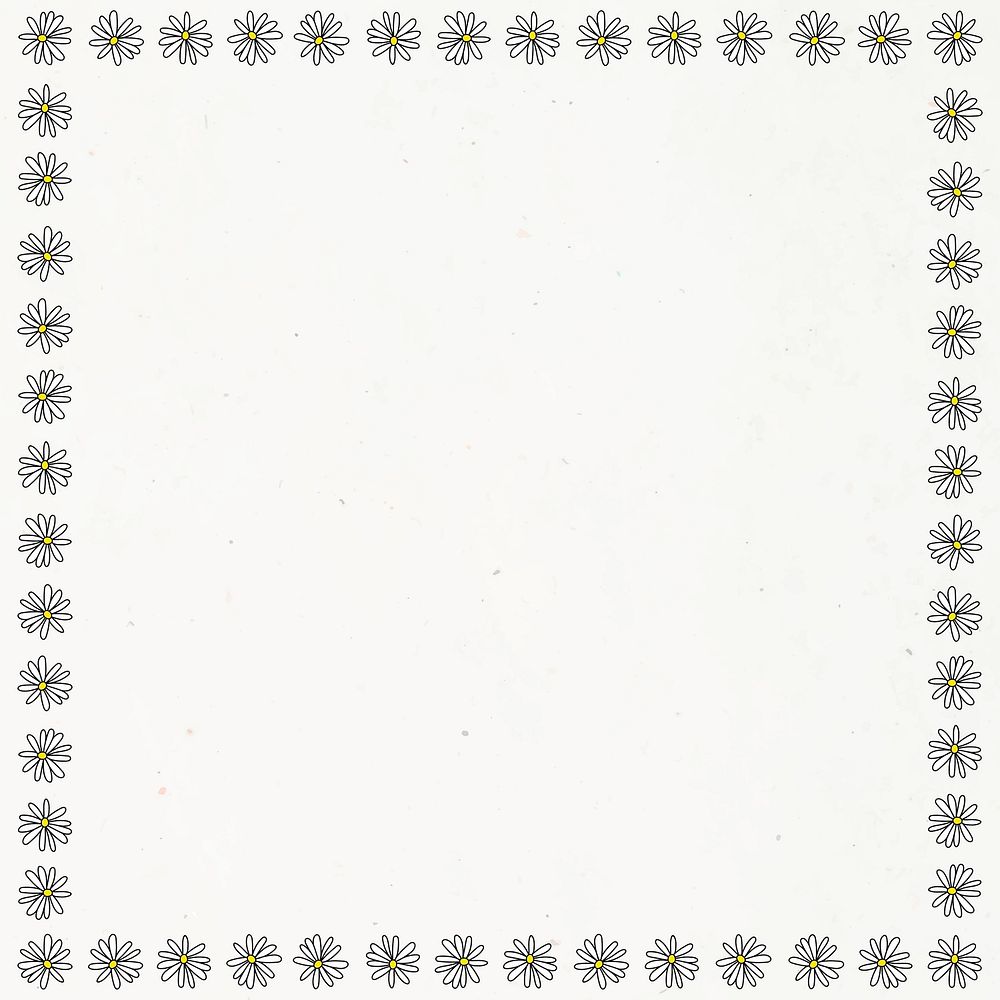 Cute white daisy patterned frame on an off white background vector