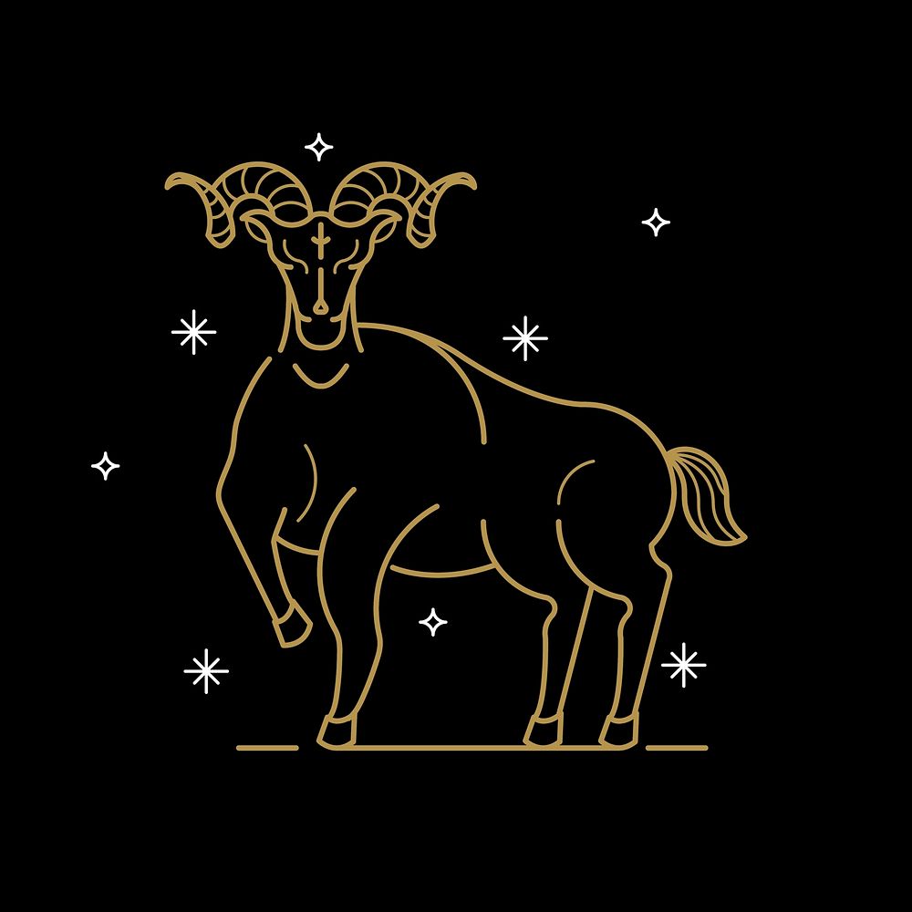 Gold Aries astrological sign on a black background vector