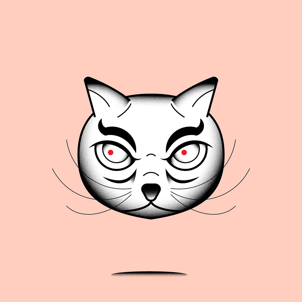 Bakeneko Japanese monster cat element on a pink background vector