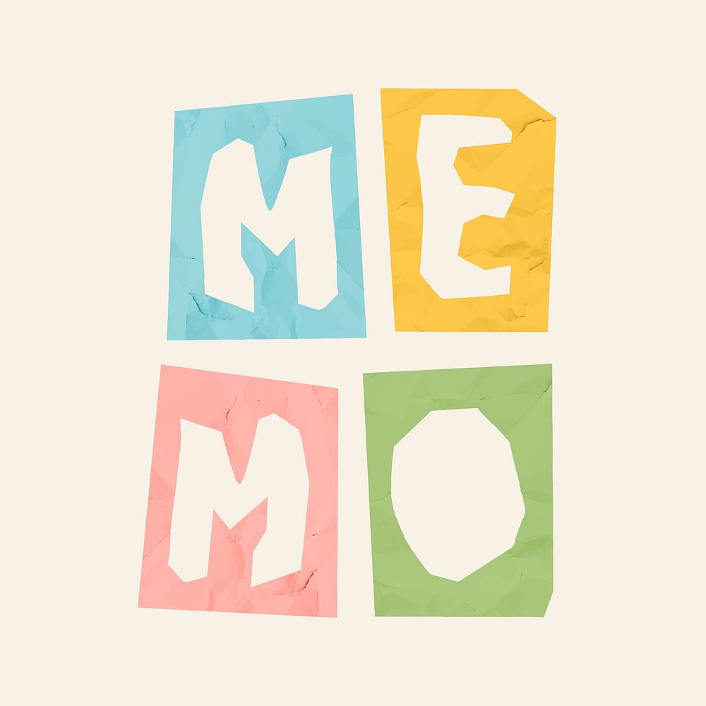 MEMO vector lettering paper cut typography font