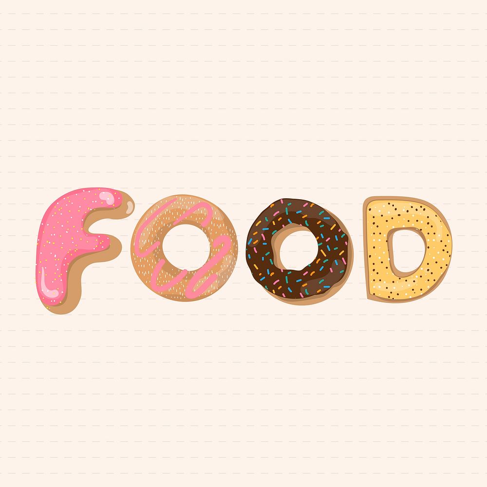 FOOD word donut style typography vector