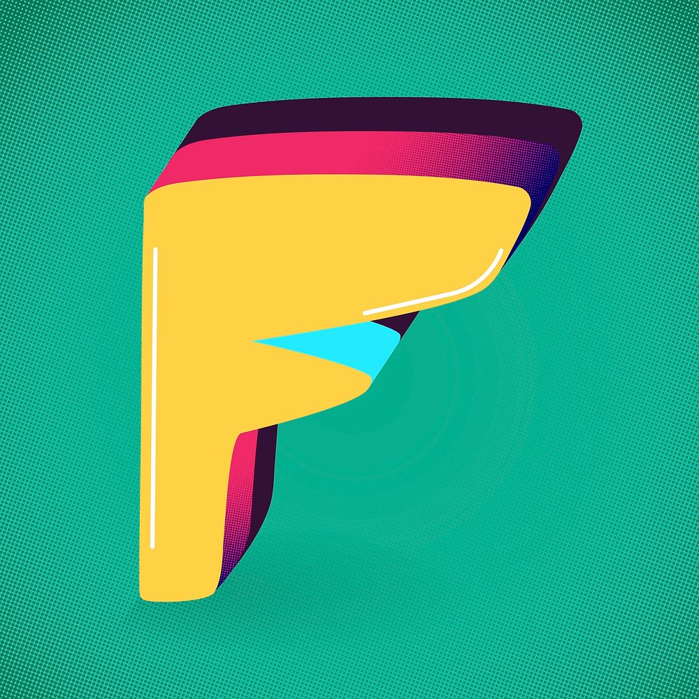 Letter F yellow funky stylized typography