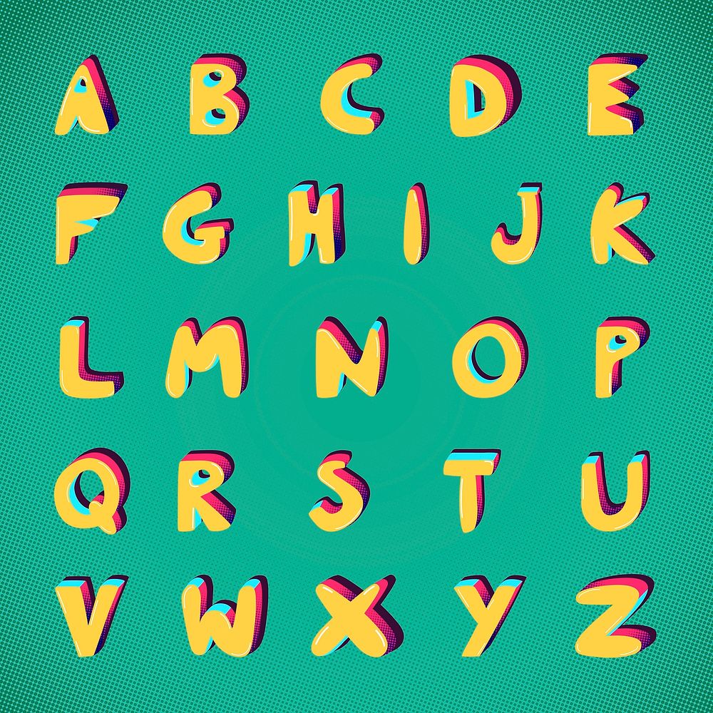 A-Z bold vector funky font alphabet typography set