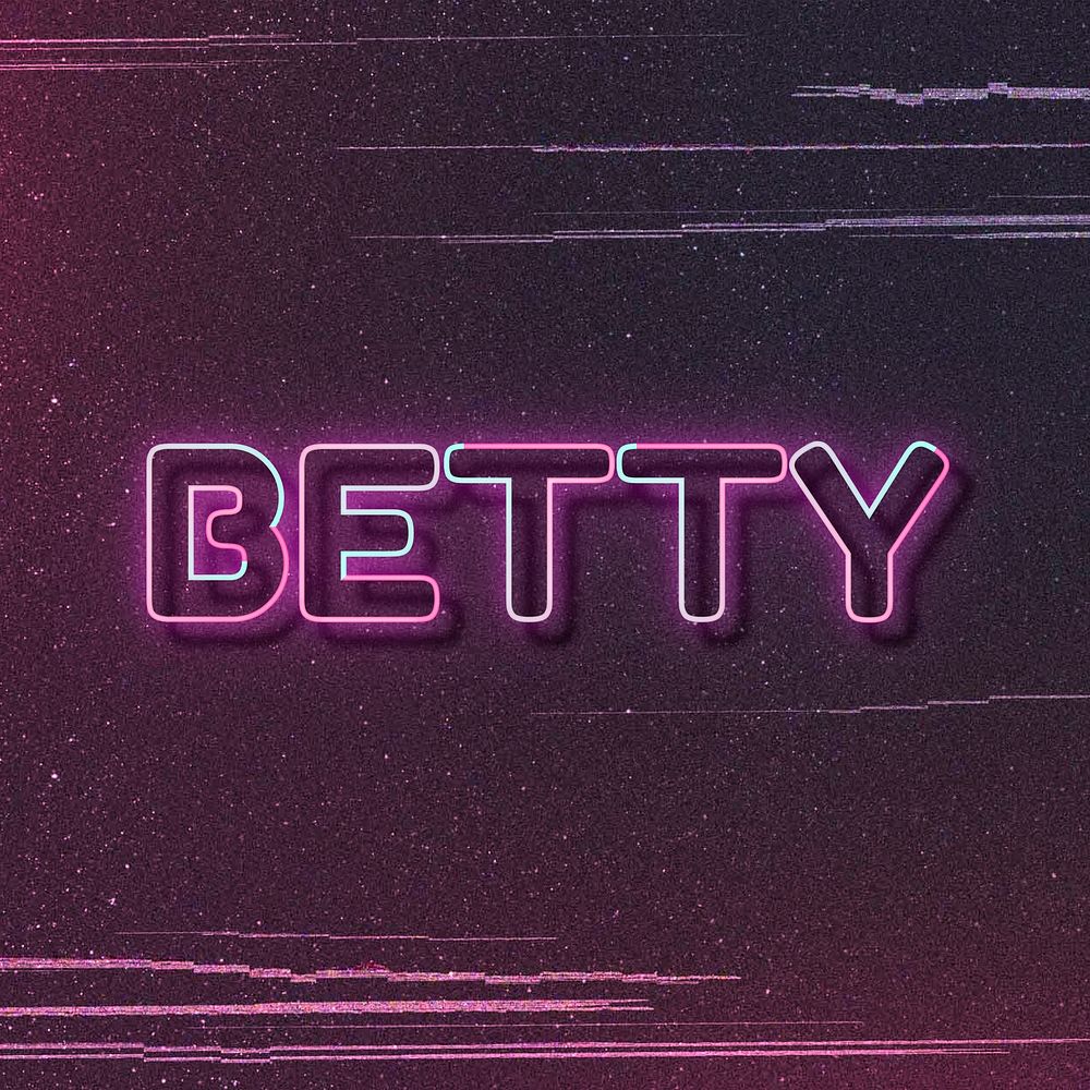 Betty neon name font typography word art vector