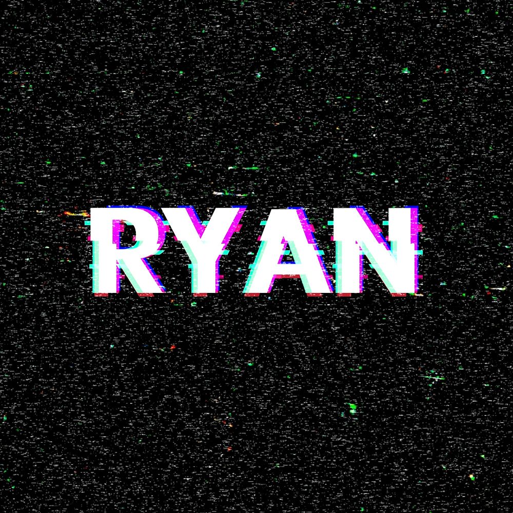 Vector Ryan male name typography glitch effect