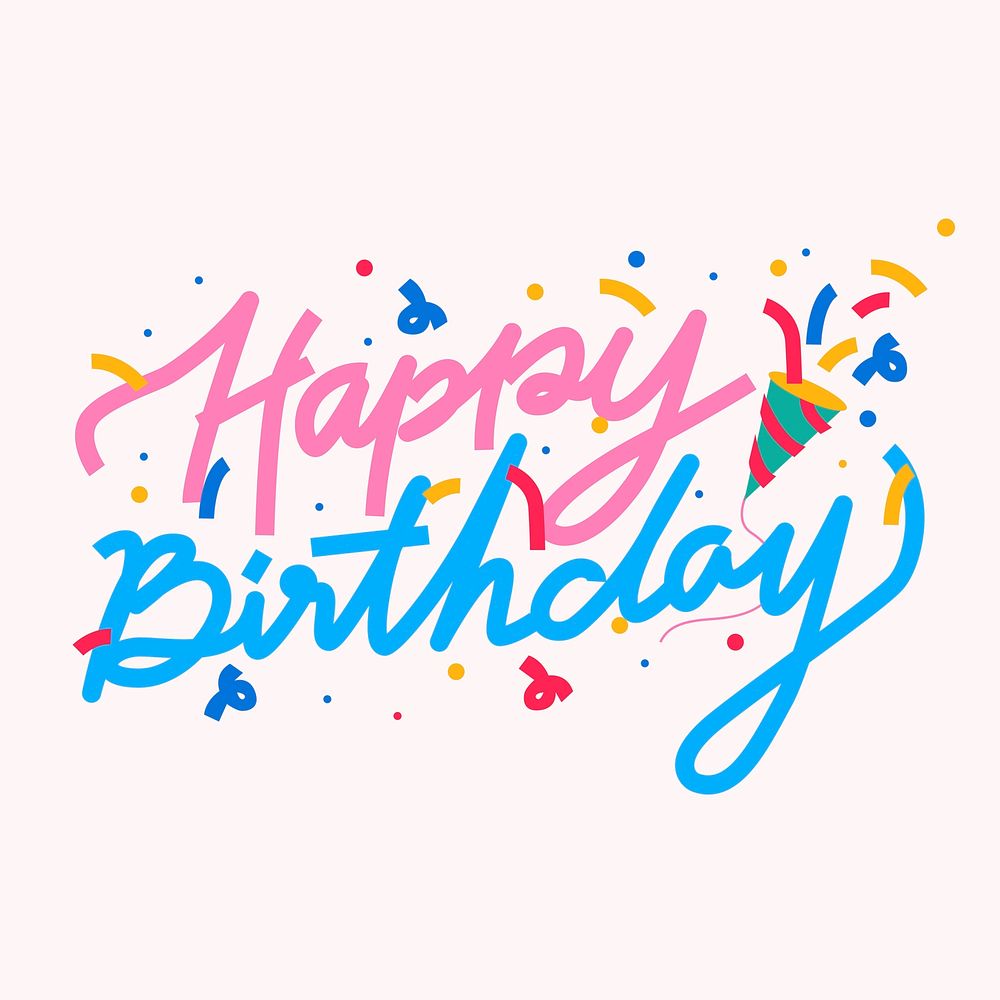 Happy Birthday doodle font card vector