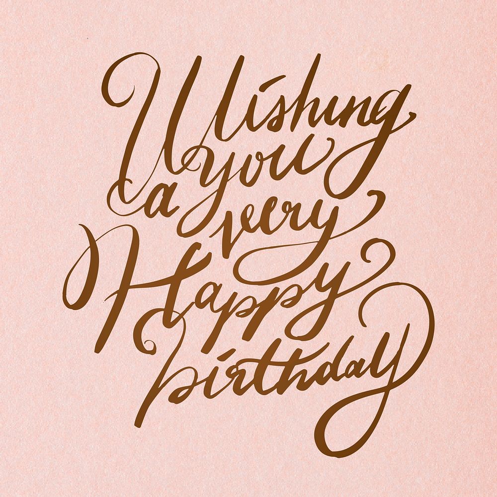 Elegant birthday wish cursive calligraphy vector