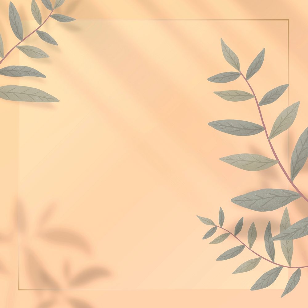 Tropical leaves and shadows vector frame